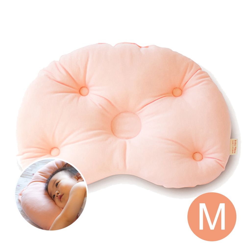 日本Makura - 【Baby Pillow】可水洗豆型嬰兒枕-蜜桃粉(S/M) (M (長41 × 寬33 × 高8cm))