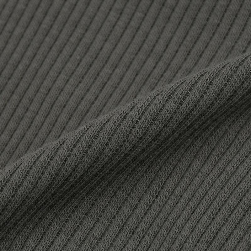 akachan honpo - 緊身褲有機棉-羅紋 褲腳開衩-深灰色