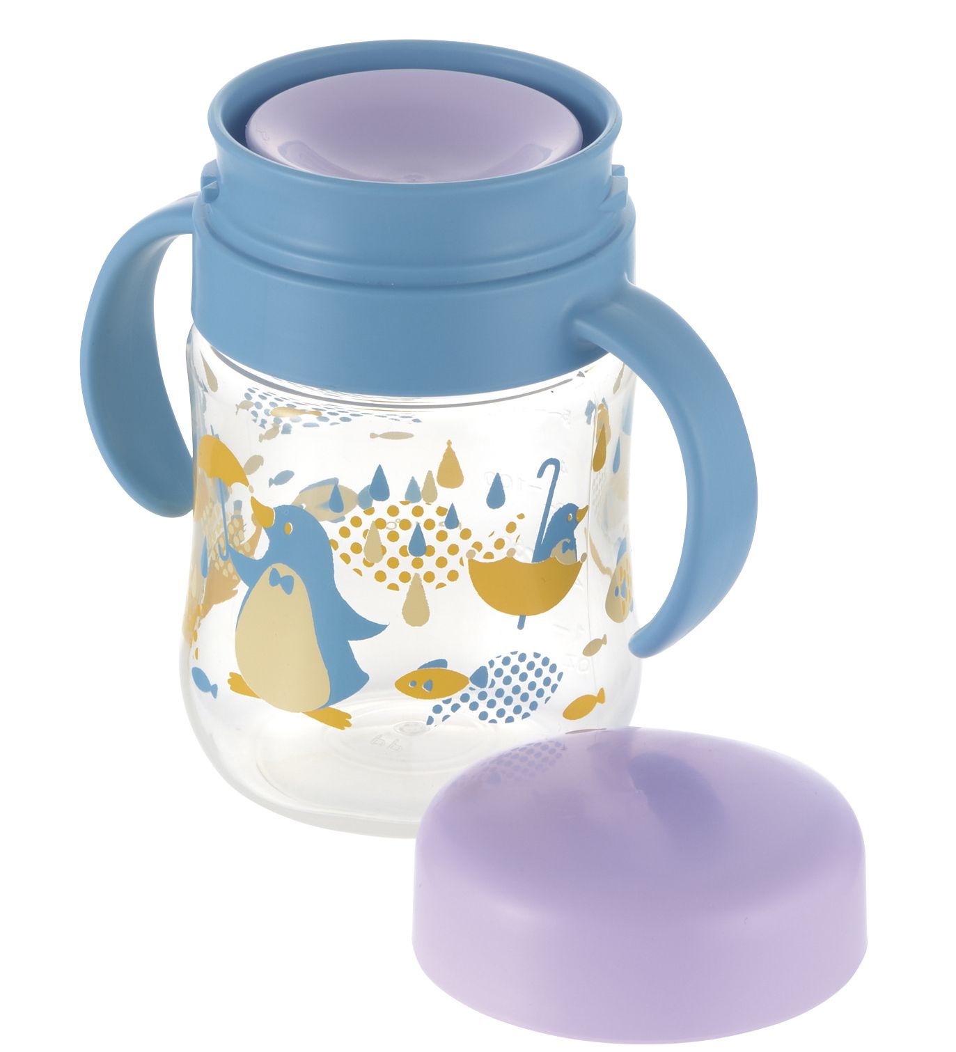 日本 Richell 利其爾 - 萌答答360度防漏水杯-200ML-藍/黃-8個月適用