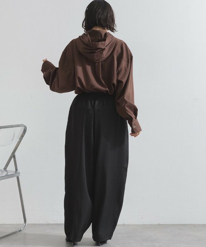 日本 ELENCARE DUE - 復古風磨毛寬版連帽長袖襯衫-灰杏