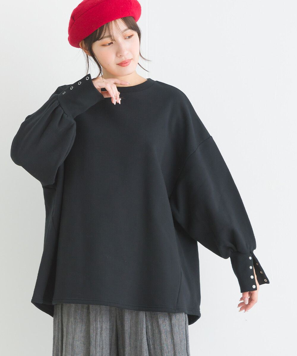 日本女裝代購 - 裏起毛典雅束口袖長袖上衣-象牙