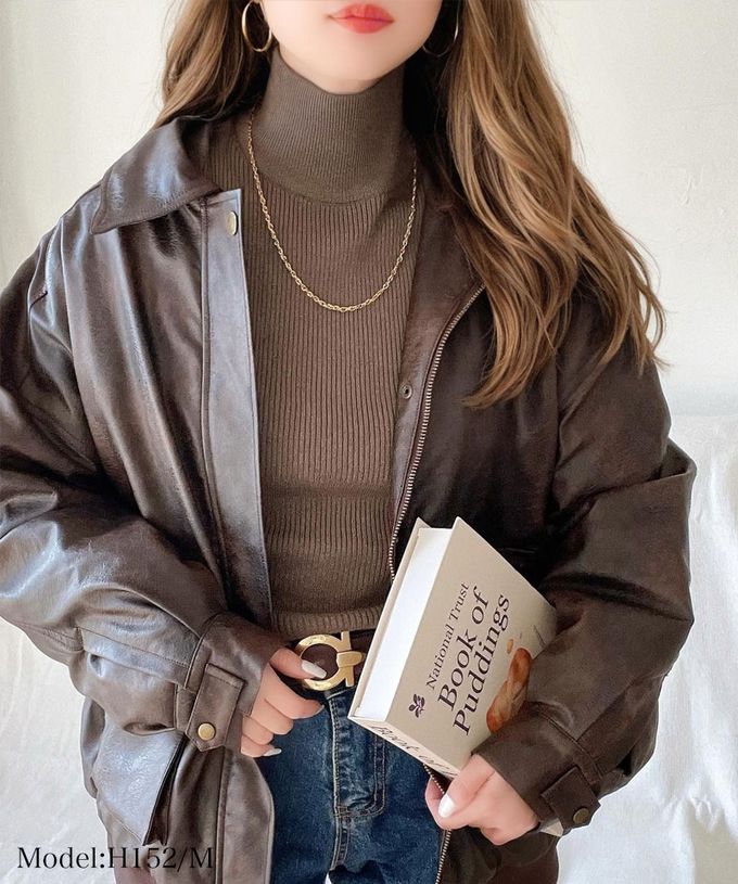 日本 Classical Elf - 羅紋修身高領喇叭袖上衣-黑