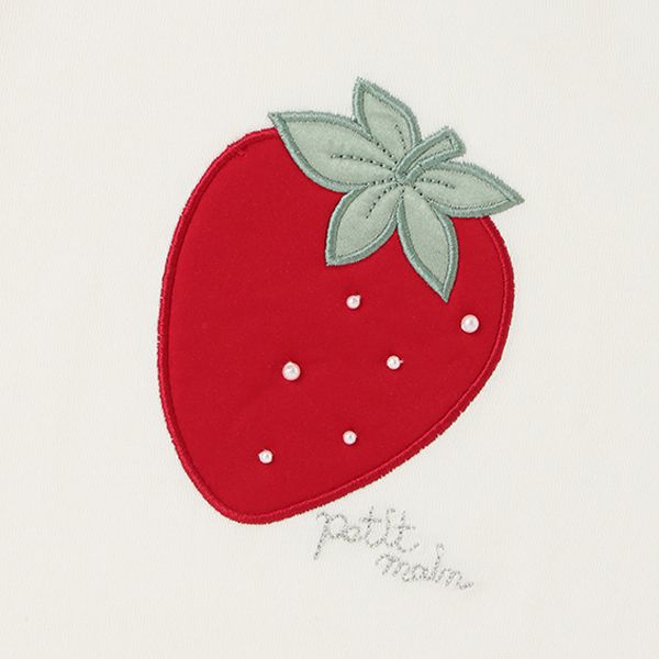 日本 petit main - [接觸冷感]可愛印花短袖上衣-草莓-白