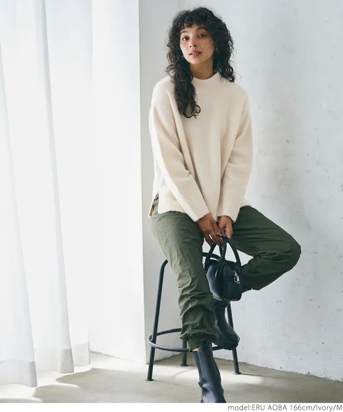 日本 COCA - ふあふあ 柔軟百搭針織毛衣-小立領-淺粉