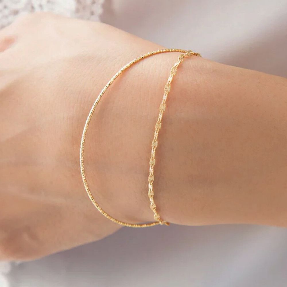 日本製 柔美細緻雙層手鏈-鏈條-金