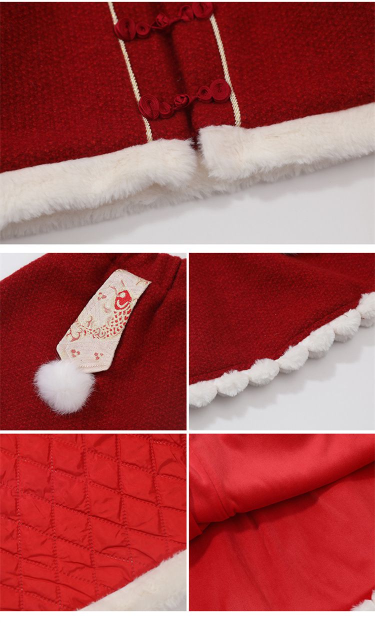 喜氣拜年翻領長袖套裝-紅色