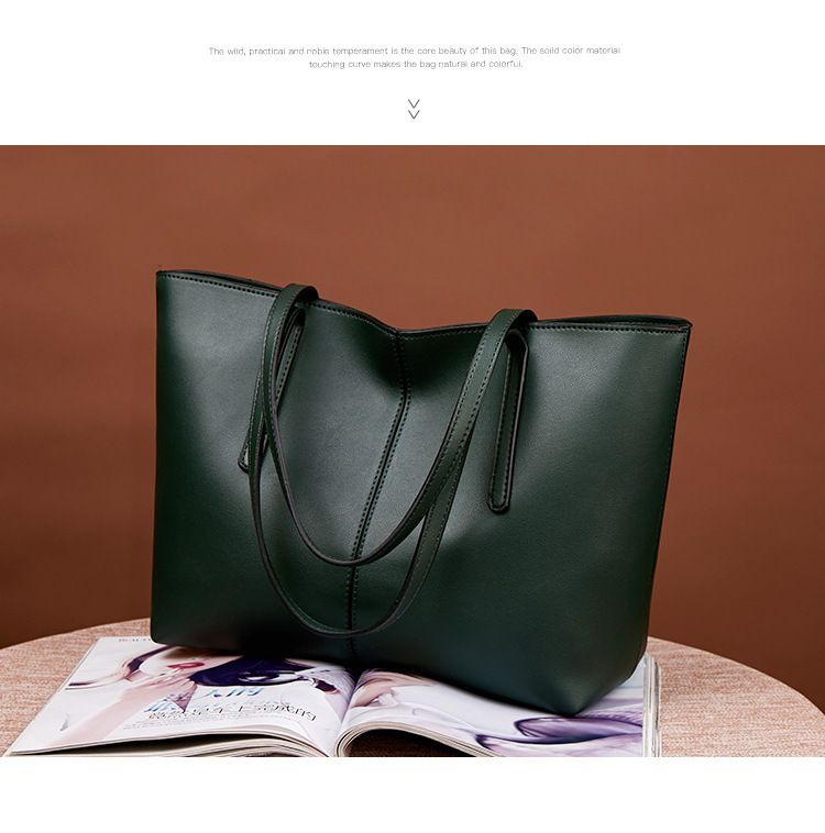 歐美風簡約大容量單肩托特包-黑色 (25x31x14cm)