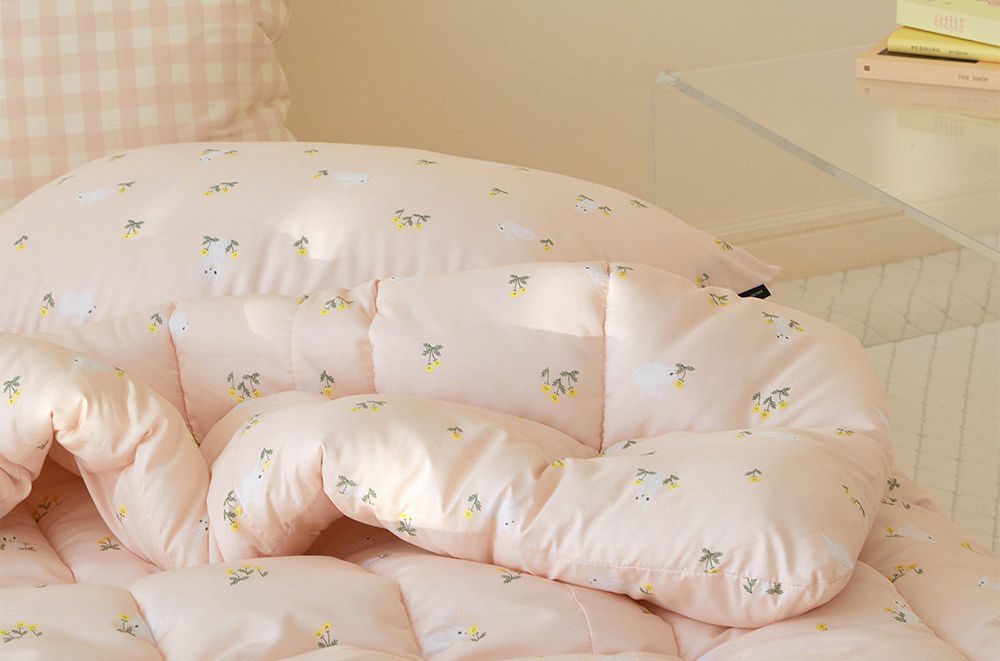 韓國 Maatila - 可水洗超細纖維桃皮感四季被-粉紅小兔