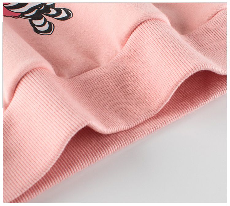 加絨圓領長袖上衣/大學T-氣質兔兔-粉色