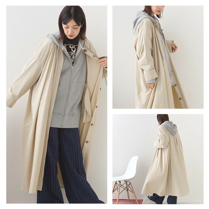 日本 OMNES - 防撕裂耐穿率性質感尼龍長版大衣-黑