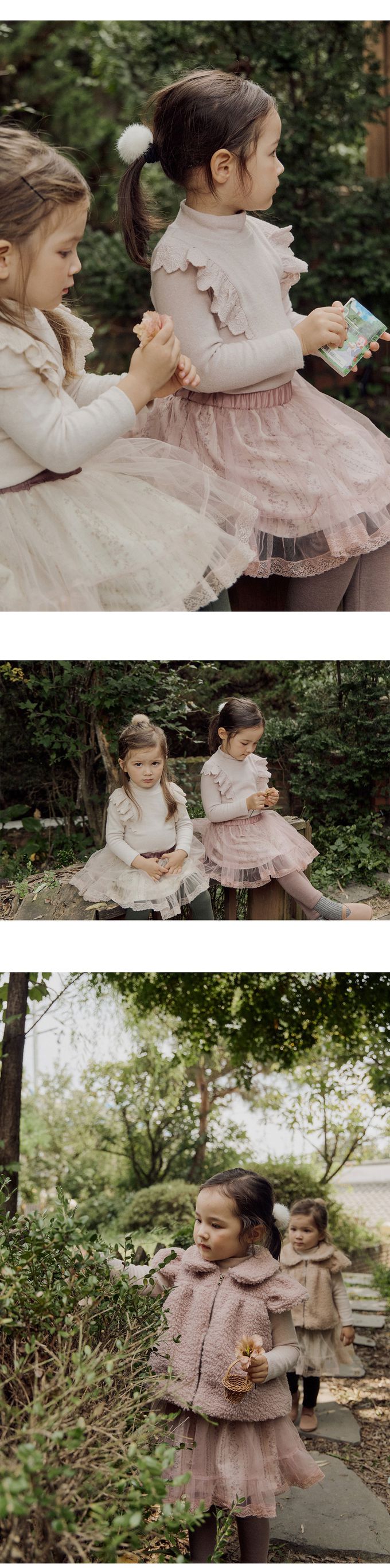 韓國 Puellaflo - 冬季必備！復古花印蕾絲裙內搭褲-玫瑰粉X咖