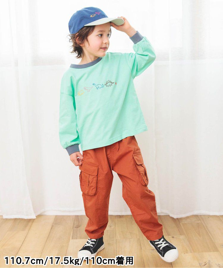 日本 BREEZE - 輕便工裝風！防撕材質耐穿長褲-卡其x黑撞色