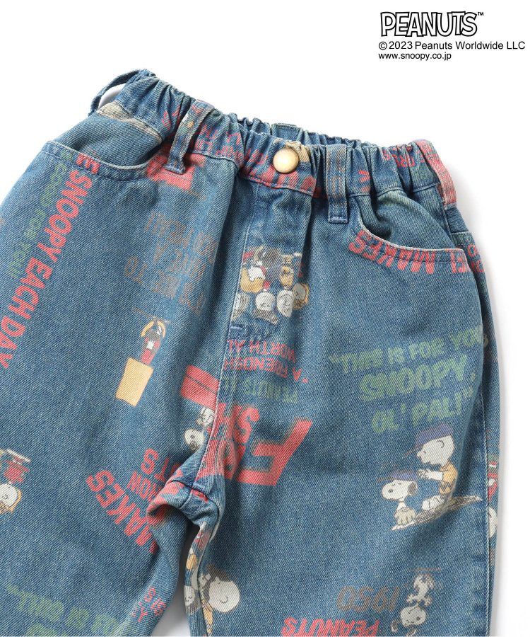 日本 BREEZE - SNOOPY聯名 滿版美式印花丹寧褲-牛仔藍