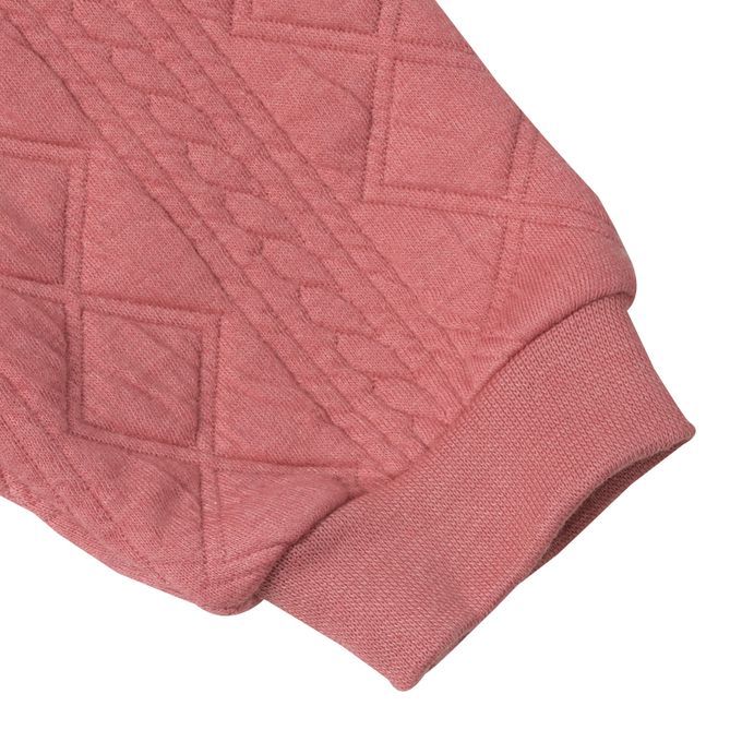 akachan honpo - 長袖鋪棉休閒上衣-下擺蕾絲-粉紅色