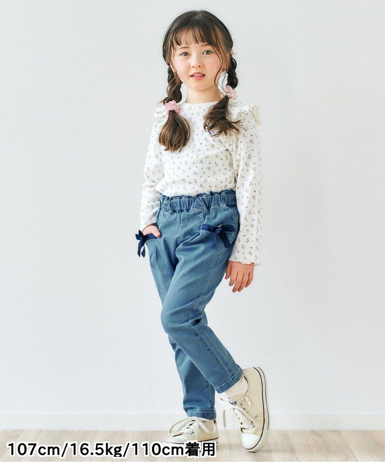 日本 apres les cours - 蝴蝶結口袋腰鬆緊長褲-黑白格