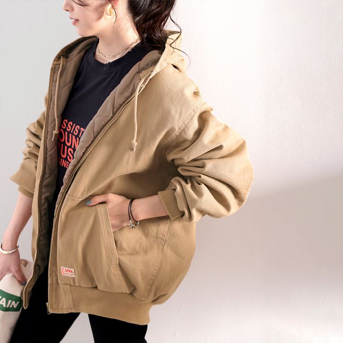 日本 Classical Elf - Java 百搭鋪棉休閒連帽外套-米杏