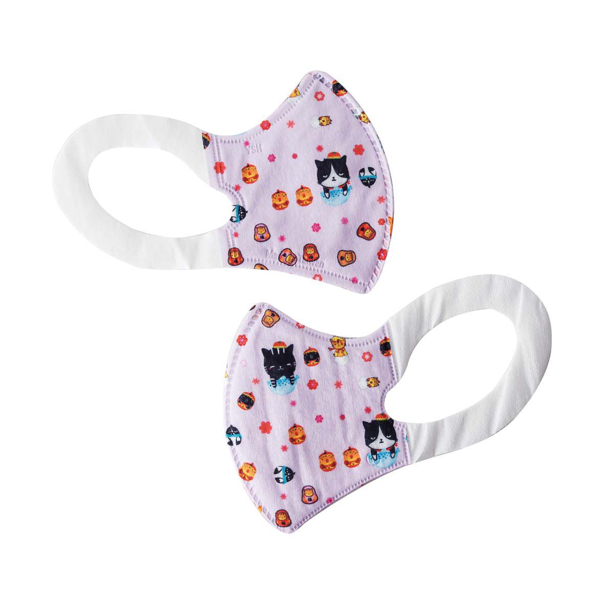 YSH 益勝軒 - 幼幼/兒童醫療級3D立體口罩/台灣製-福氣喵喵 (14.5x10cm-建議1-4歲)-30入/盒(未滅菌)單片包裝