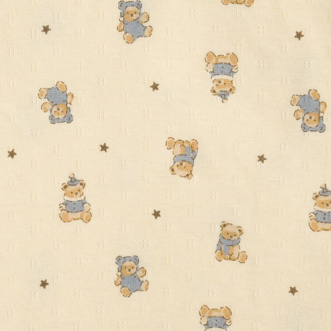 akachan honpo - 長袖套頭包屁衣2件組-蓬鬆棉 小熊-藍色