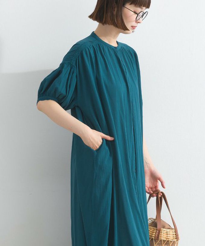 日本 Lupilien - 100%印度棉 輕盈巴里紗襯衫洋裝-淺卡其