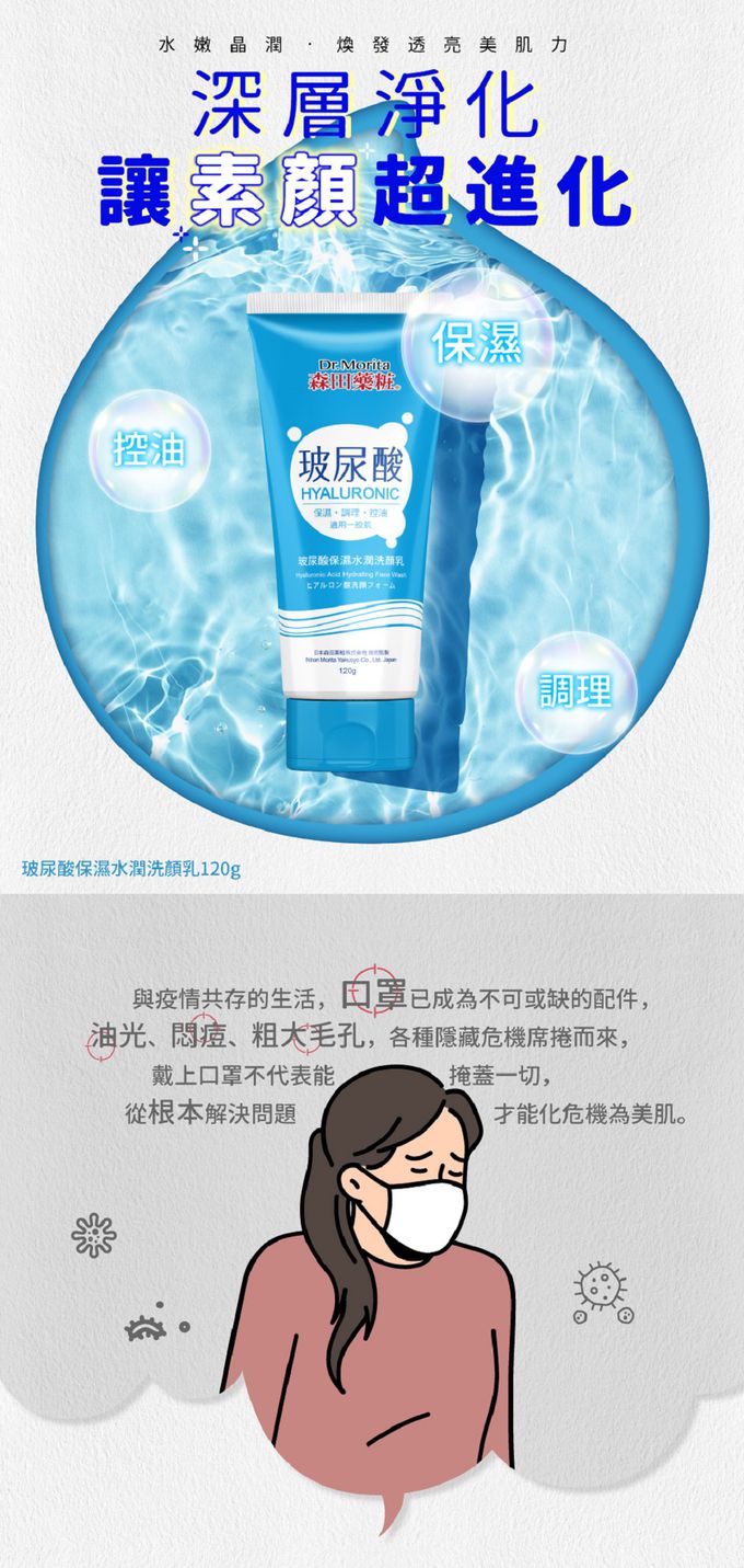 Dr.Morita 森田藥粧 - 玻尿酸保濕水潤洗面乳-120g