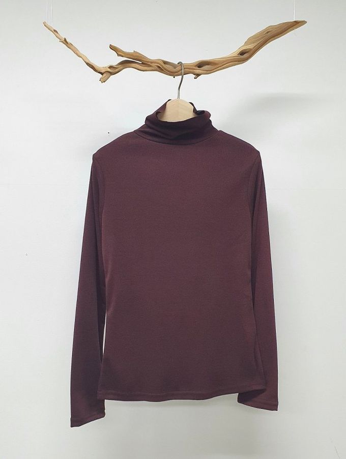 韓國 LANDING - 韓國製彈性高領長袖上衣-橄欖綠 (FREE)