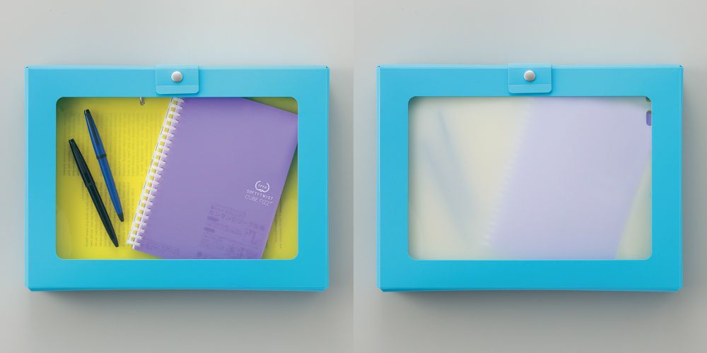 日本文具 LIHIT - 馬卡龍繽紛透明窗收納盒-杏-A4