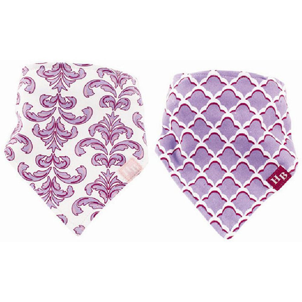 美國 Luvable Friends - 甜蜜寶貝100%純棉嬰幼兒三角領巾/口水巾圍兜2入組-優雅紫