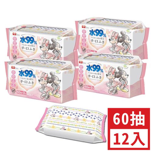 純水99%口手專用濕紙巾-新款迪士尼-米奇米妮-12包入箱購組-60抽x12包入