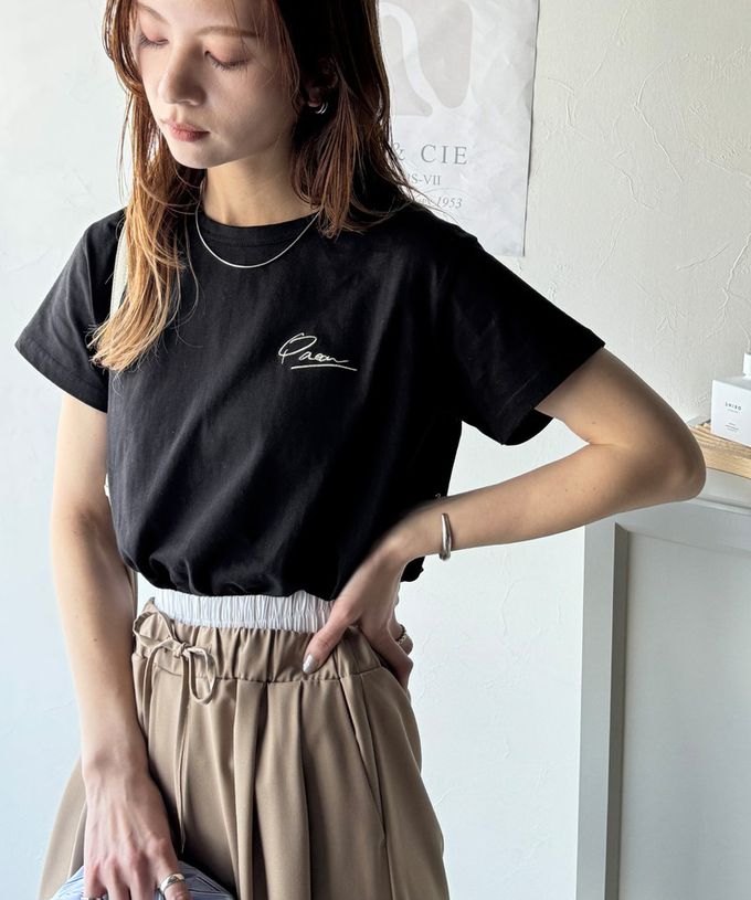 日本 Classical Elf - 胸前簡約刺繡logo有機棉短袖T恤-燕麥灰