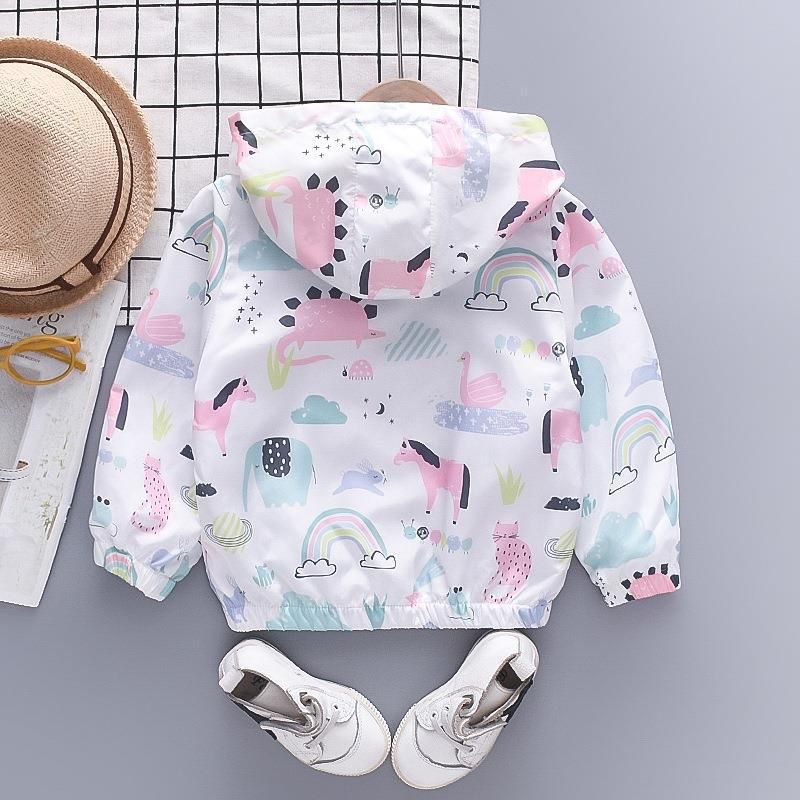 兒童連帽防風外套-星星+彩虹+獨角獸-粉色