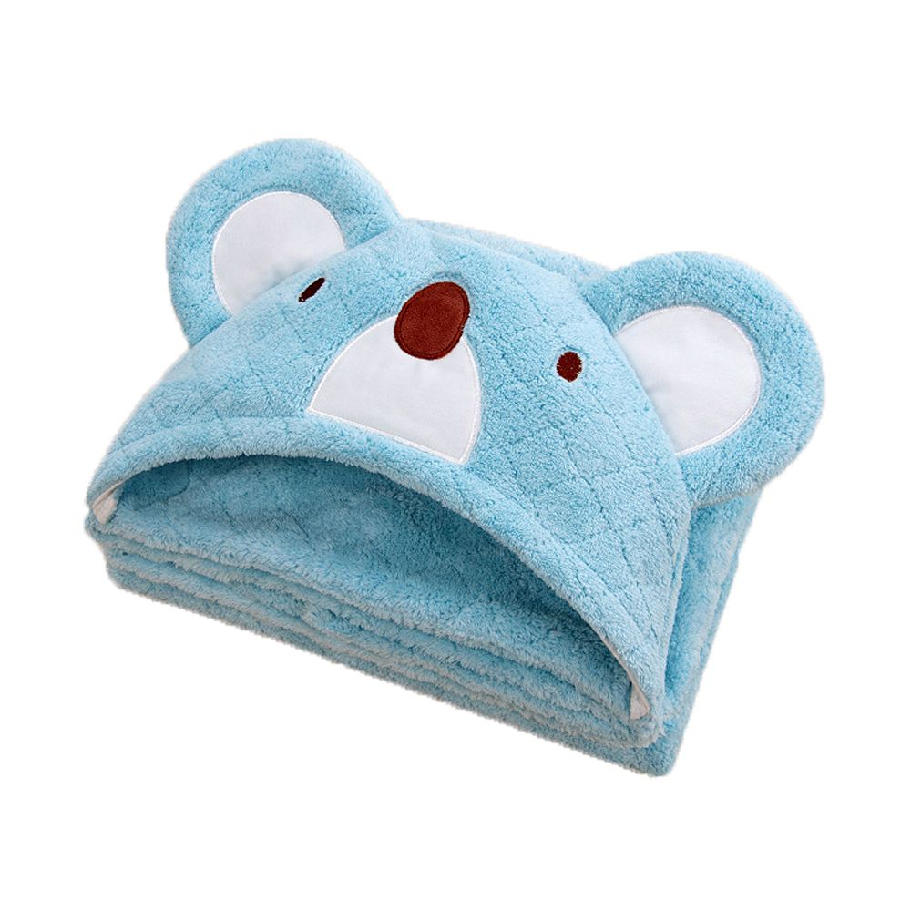 兒童連帽浴巾 吸水速乾浴巾 一件式浴巾-無尾熊-藍色 (125*80cm)