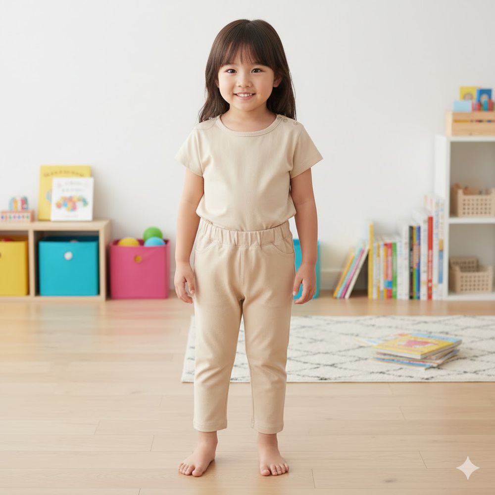 7分經典褲-耐摩擦-淺卡其色