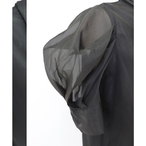 日本 BLUE EAST - 氣質薄紗蝴蝶結泡泡短袖上衣-白