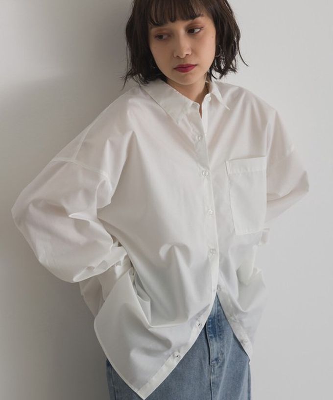 日本 ELENCARE DUE - 男友風寬鬆率性感長袖襯衫-水藍