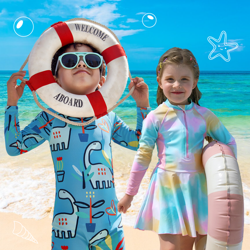 兒童防曬泳裝，多款可愛圖案，打造專屬的夏日造型！
