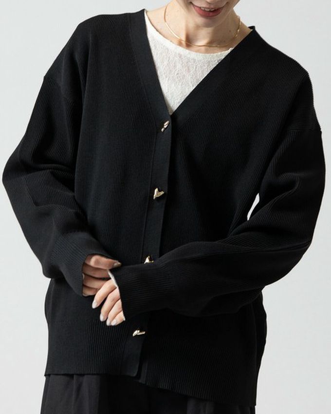 日本 gleam - 愛心金屬扣柔美羅紋開襟衫/外套-紅