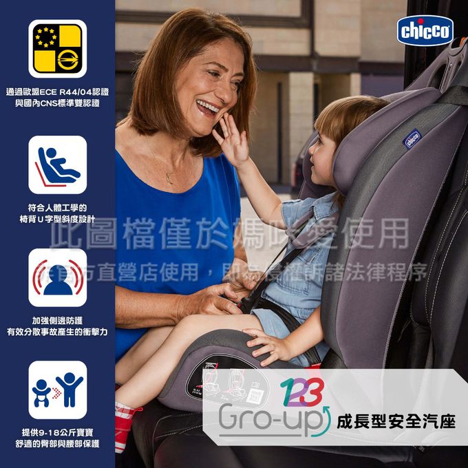 義大利 chicco - Gro-Up 123成長型安全汽座-駭影黑