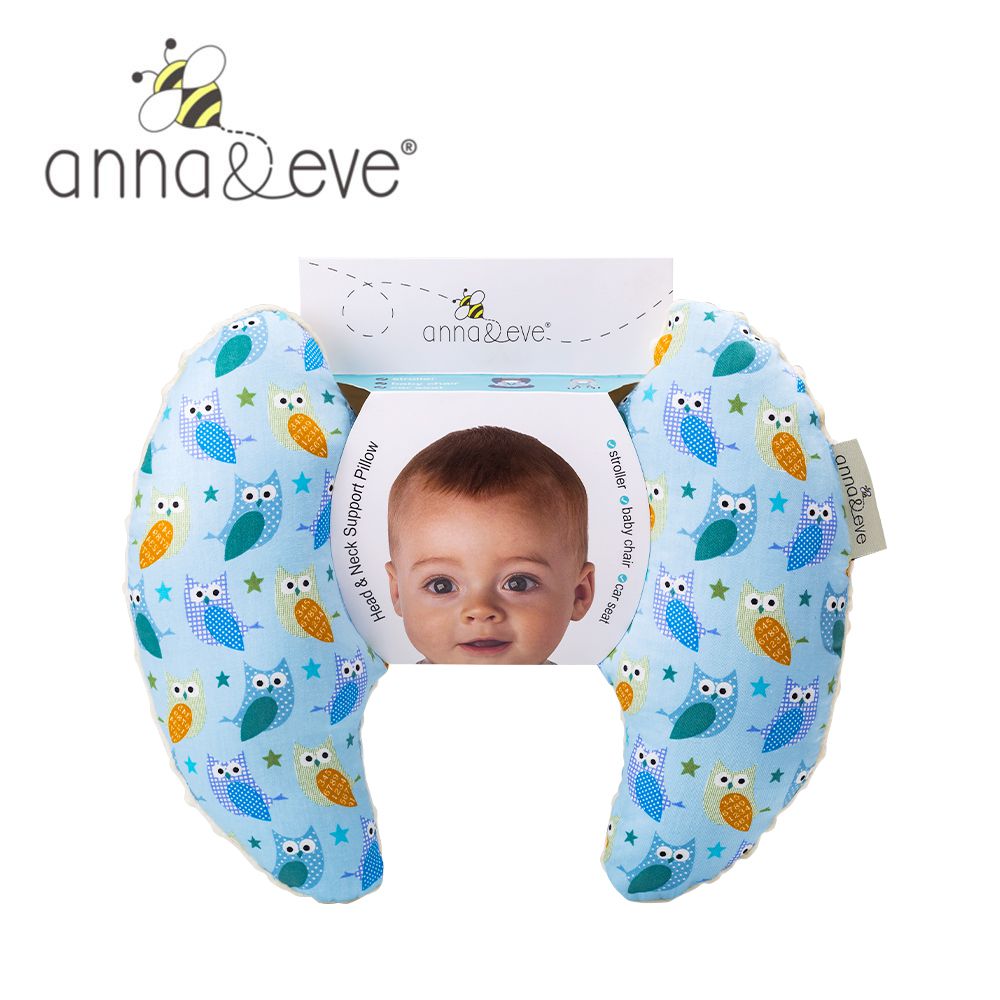 Anna&Eve - 美國嬰幼兒頭頸支撐保護枕-藍色貓頭鷹