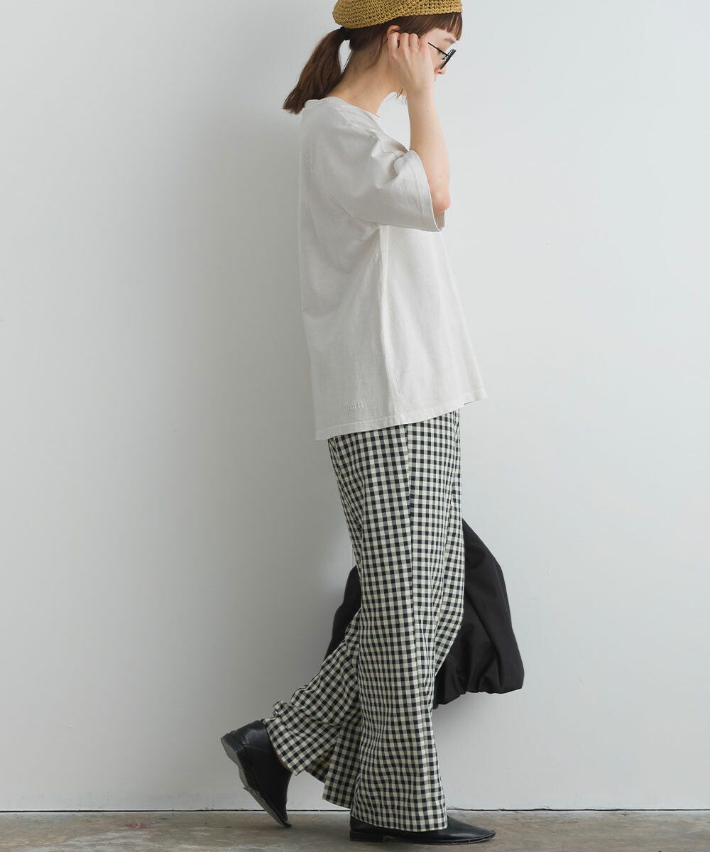 日本女裝代購 - 舒適落肩小口袋五分袖上衣-奶茶棕