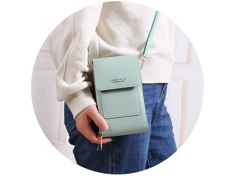 小口袋可觸屏大容量斜背手機包/斜背小包-豎款-灰色 (19x11x5cm)