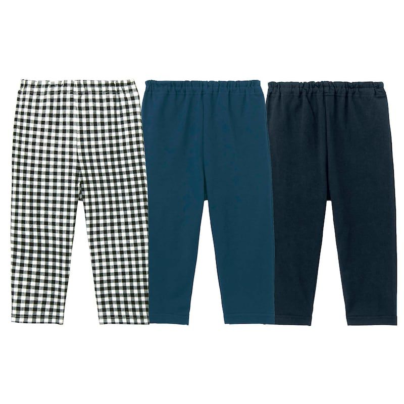 日本千趣會 - GITA 超值百搭七分褲3件組-格子x海軍藍x黑