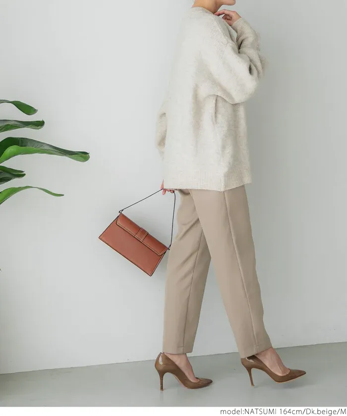 日本 COCA - 薄款打褶洗鍊修身錐型褲-米杏