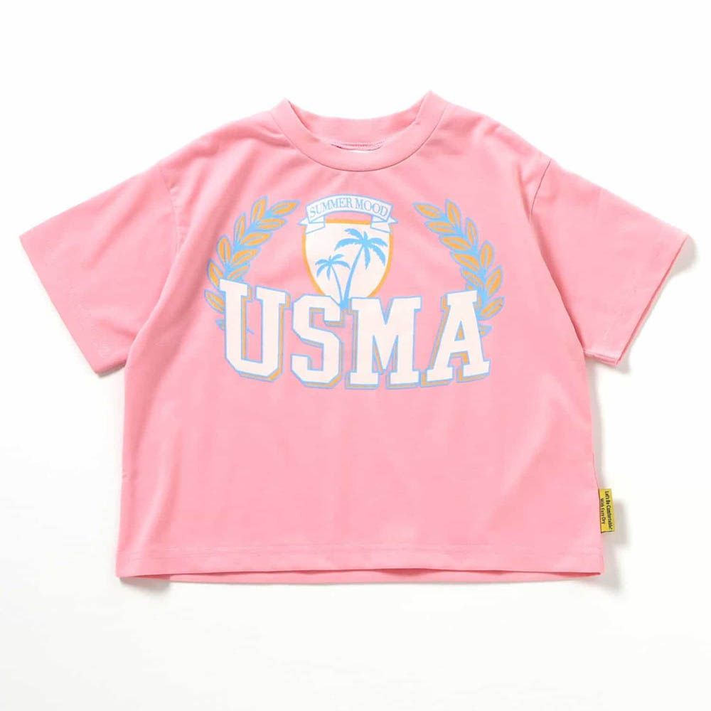 吸水速乾 美式印花短袖T恤-粉紅