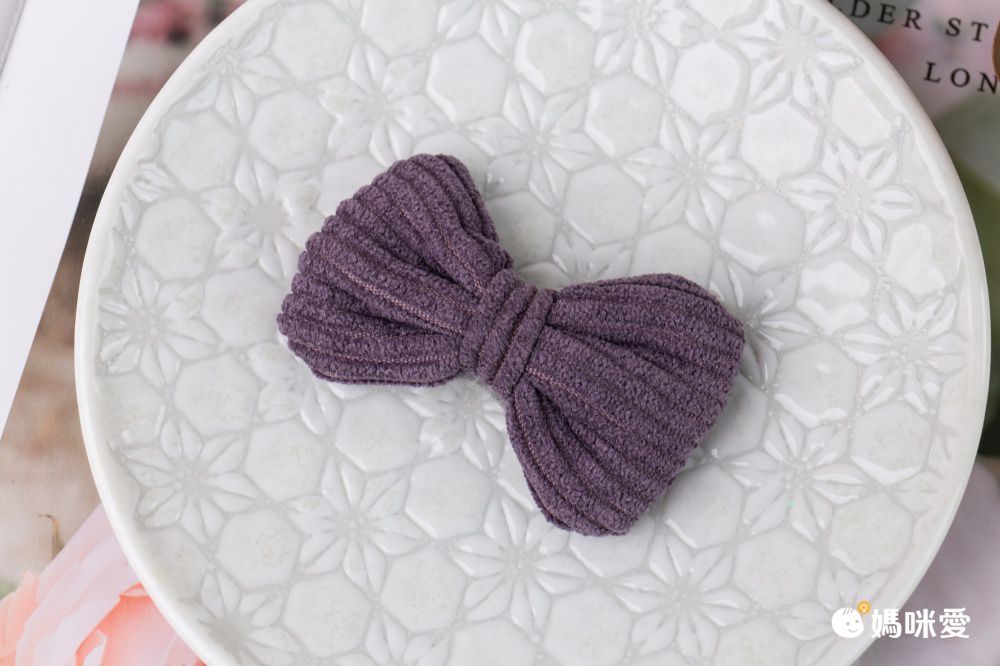 燈芯絨造型兒童髮夾-蝴蝶結-粉色