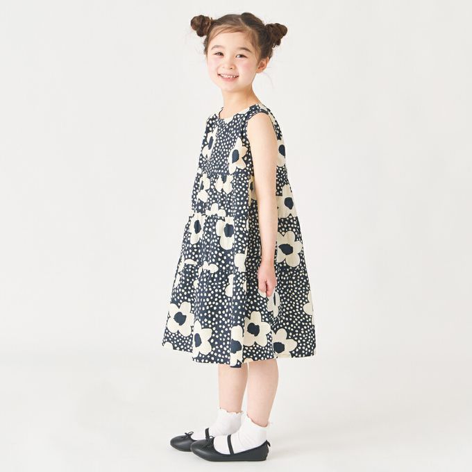 日本 evercloset - 100%棉 歐風荷葉領背心洋裝-海軍藍