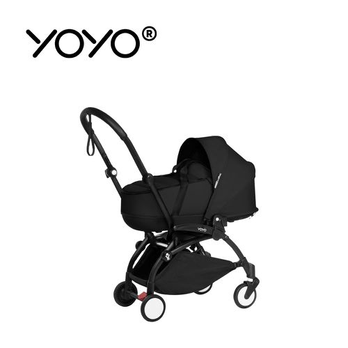 YOYO² 法國 Bassinet 0+新生兒睡籃推車(含車架)-黑色車架+黑色睡籃
