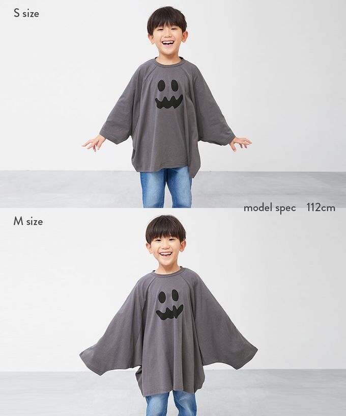 日本 devirock - 萬聖節 廓形寬版造型上衣-小幽靈-炭灰