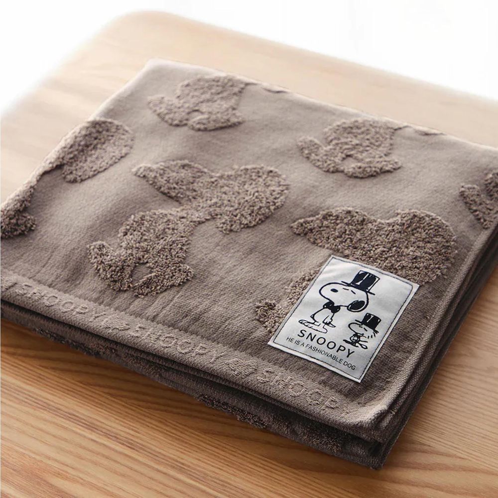 日本千趣會 - 史努比 日本製今治純棉浴巾-立體剪影-咖啡 (60x120cm)