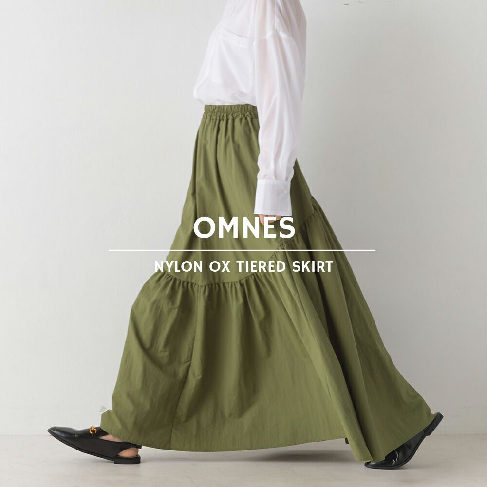 日本 OMNES - 不規則抓皺顯瘦修身長裙-卡其