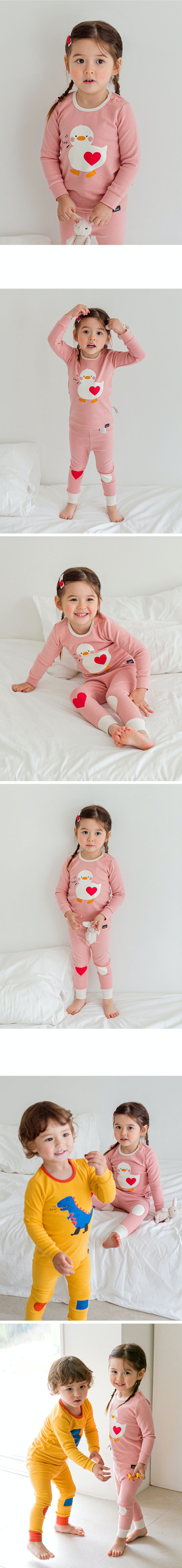 韓國 Cordi-i - 桃皮絨長袖家居服-愛心鴨鴨